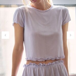 Anthropologie Lettuce Hem Tee in Lavender lilac Medium sleep wear